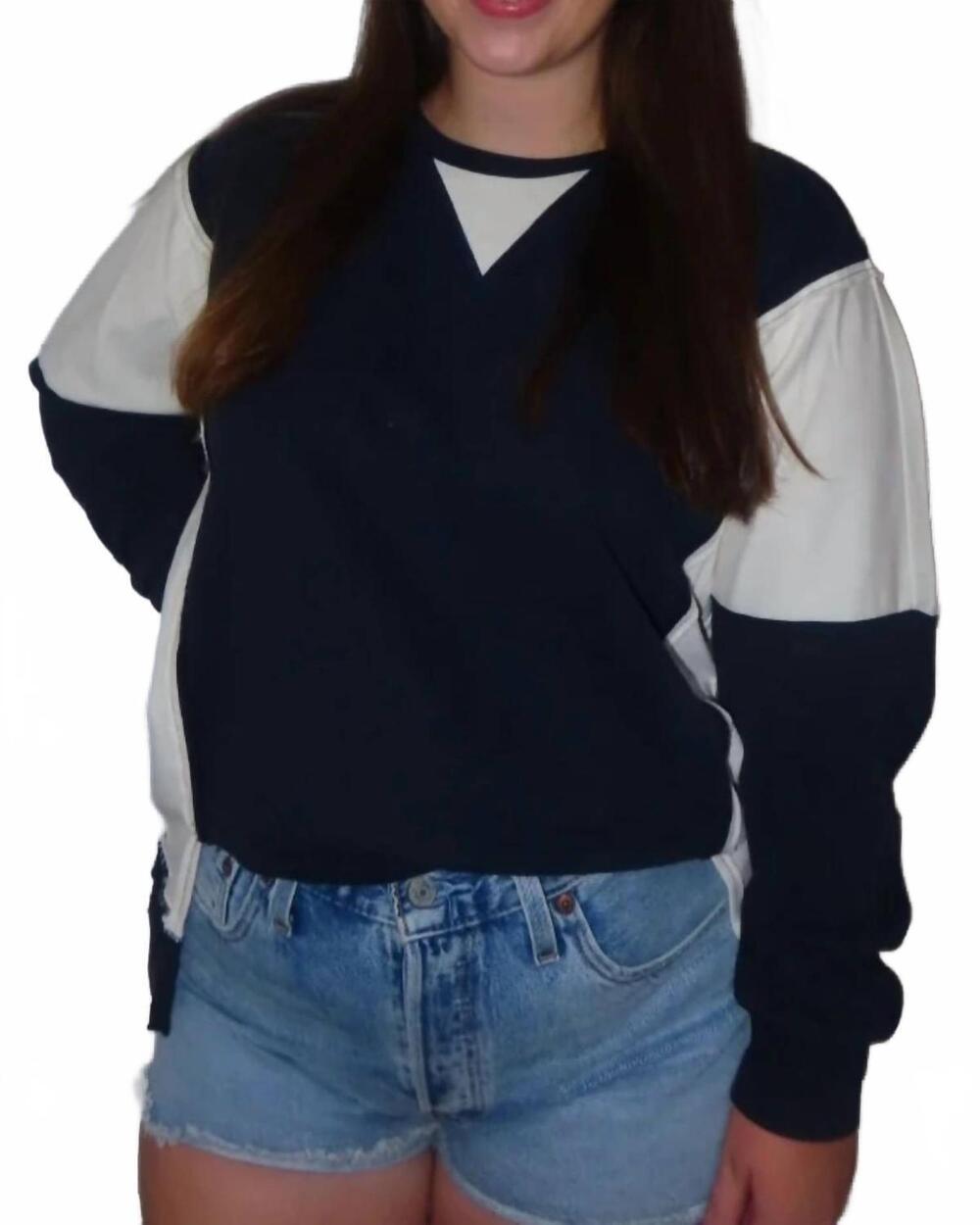 NEW EASEL sarah sweatshirt in navy/ ecru